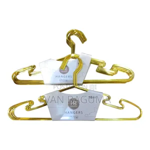 Gold Metallic Cloth Hanger - 10 PCS
