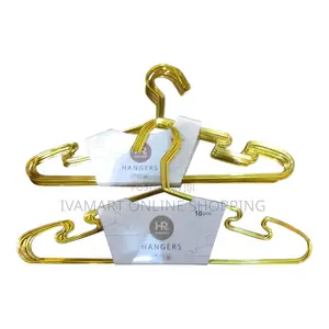 Gold Metallic Cloth Hanger - 10 PCS