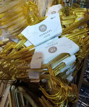 Gold Metallic Cloth Hanger - 10 PCS
