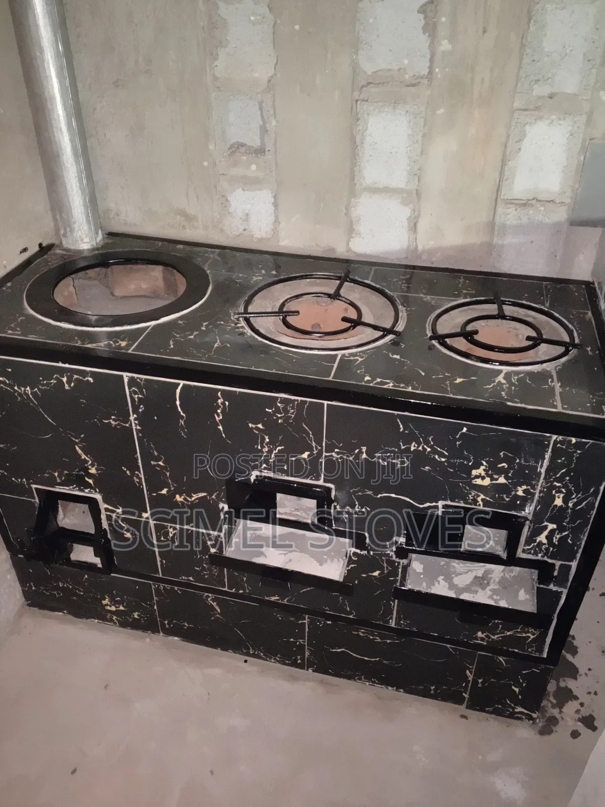 Three Burners Charcoal Firewood Stove With A Work Space