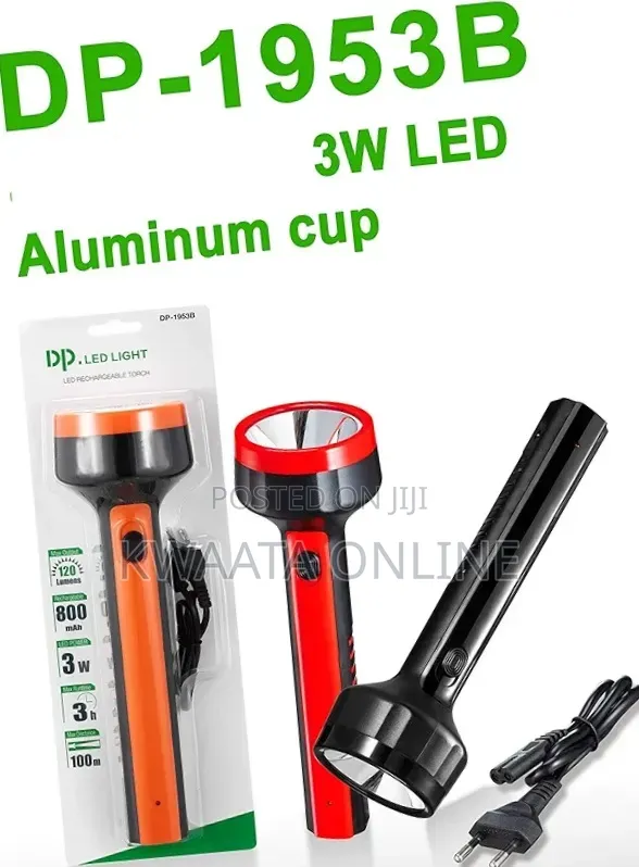 3w Rechargeable Portable Led Torch Flashlight Dp-1953b