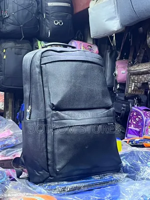Large-Capacity Black Leather Backpack