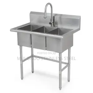 Commercial Stainless 3- Bowls Kitchen Sink