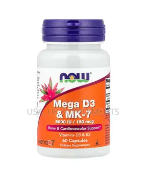Now Mega D3 and Mk-7 5000iu 180mcg 60capsules
