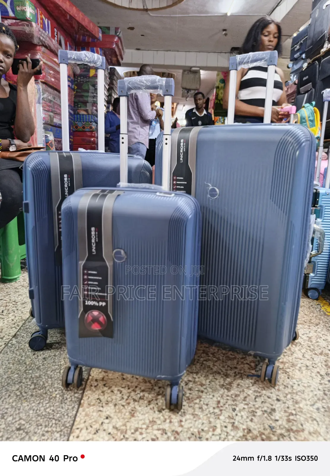 Original Plastic Suitcases Full Sets. Navy Blue Color