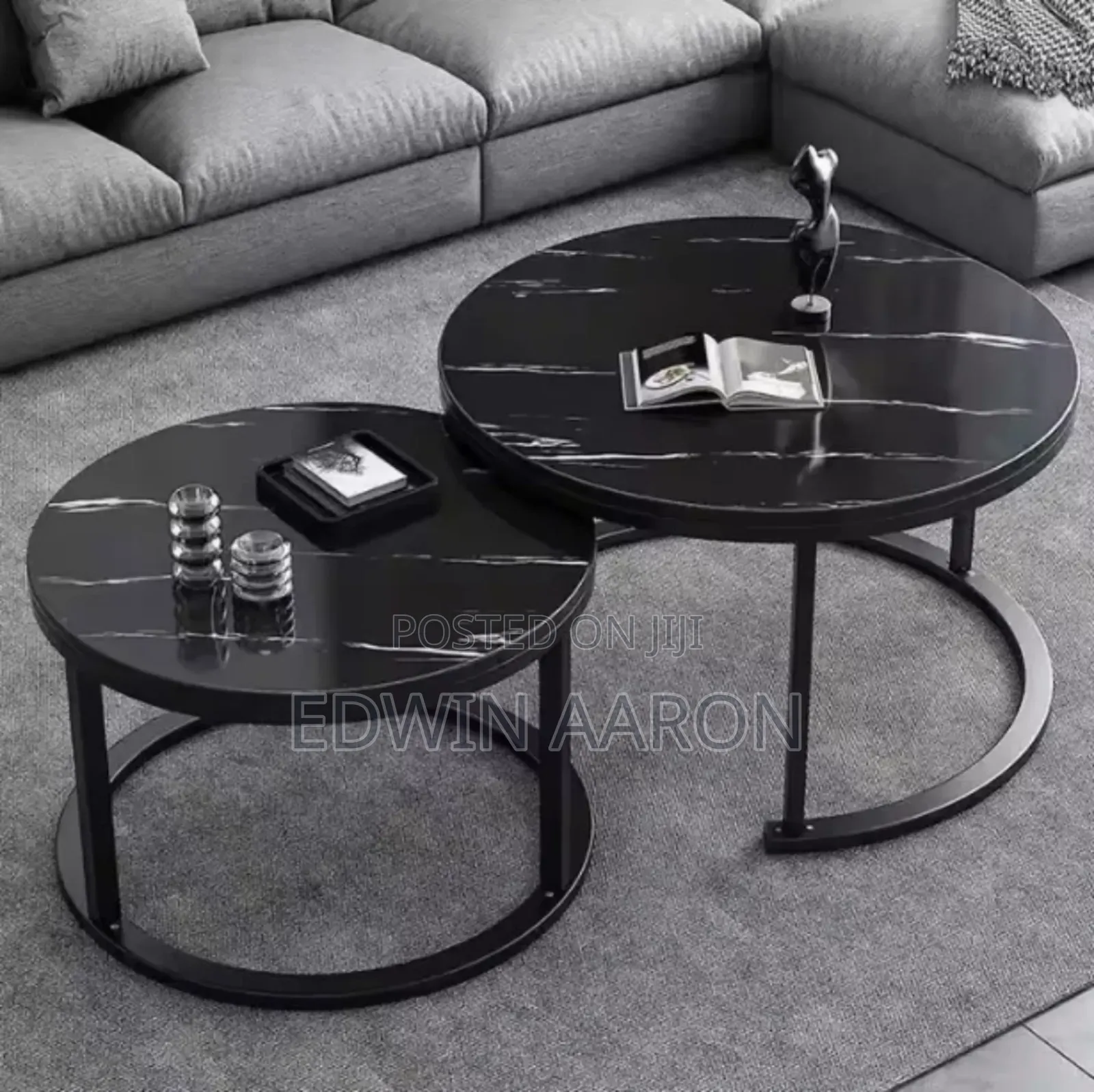 2pcs Marble Tampered Glass Centre Table Set