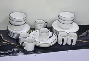 24 Piece Dinner Set 6 Dinner Plates, 6 Side Plates, 6 Bowls and 6 Cups