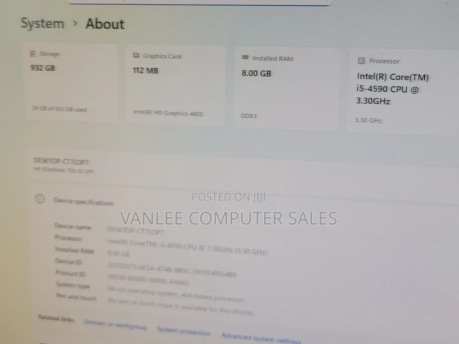 Desktop Computer HP ProDesk 600 G3 8GB Intel Core i5 HDD+SSD 1T