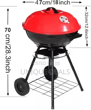 Portable Charcoal Grill Round Red Barbecue Charcoal