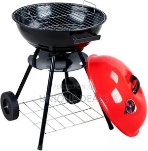 Portable Charcoal Grill Round Red Barbecue Charcoal