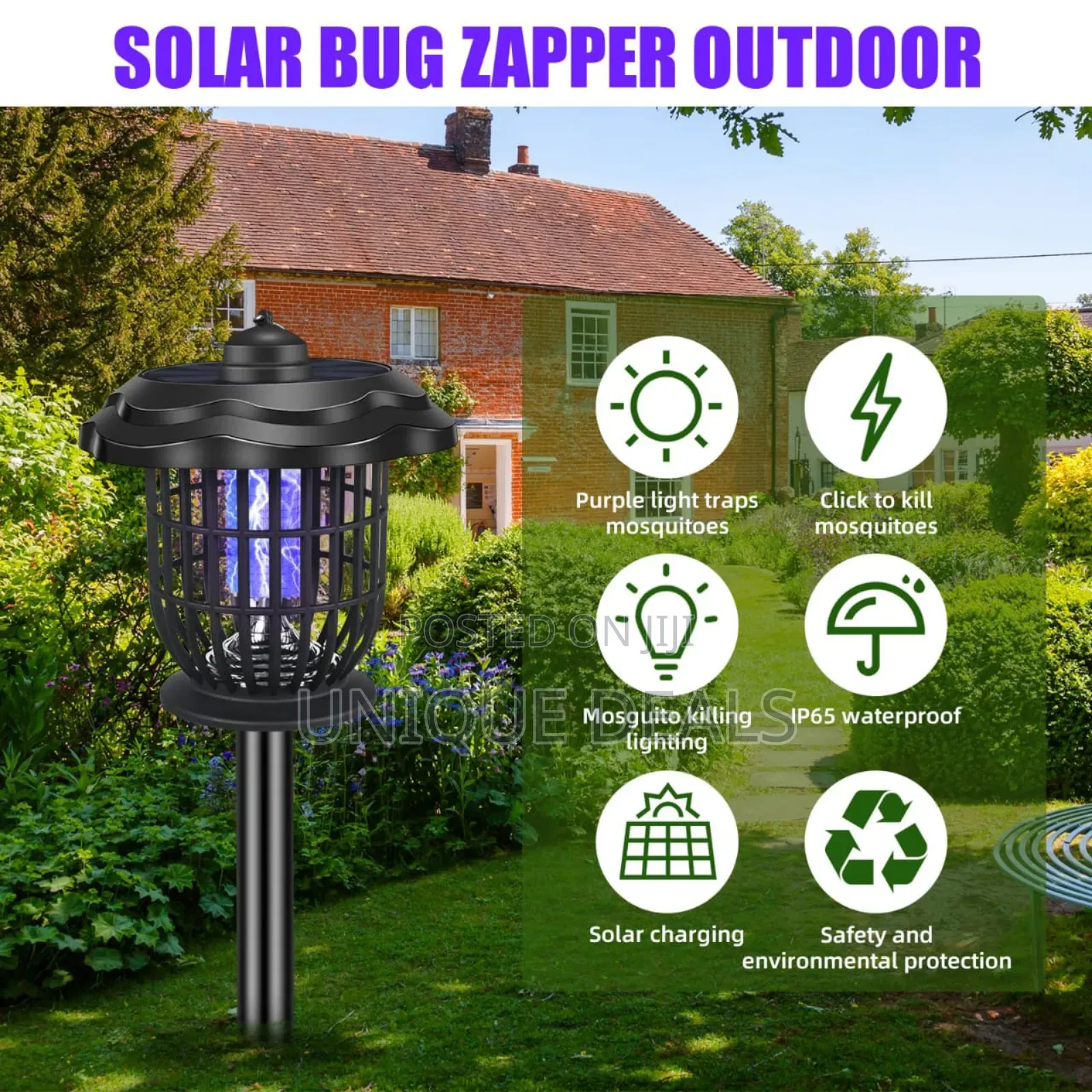 Solar Bug Zapper Outdoor Waterproof Solar Powered