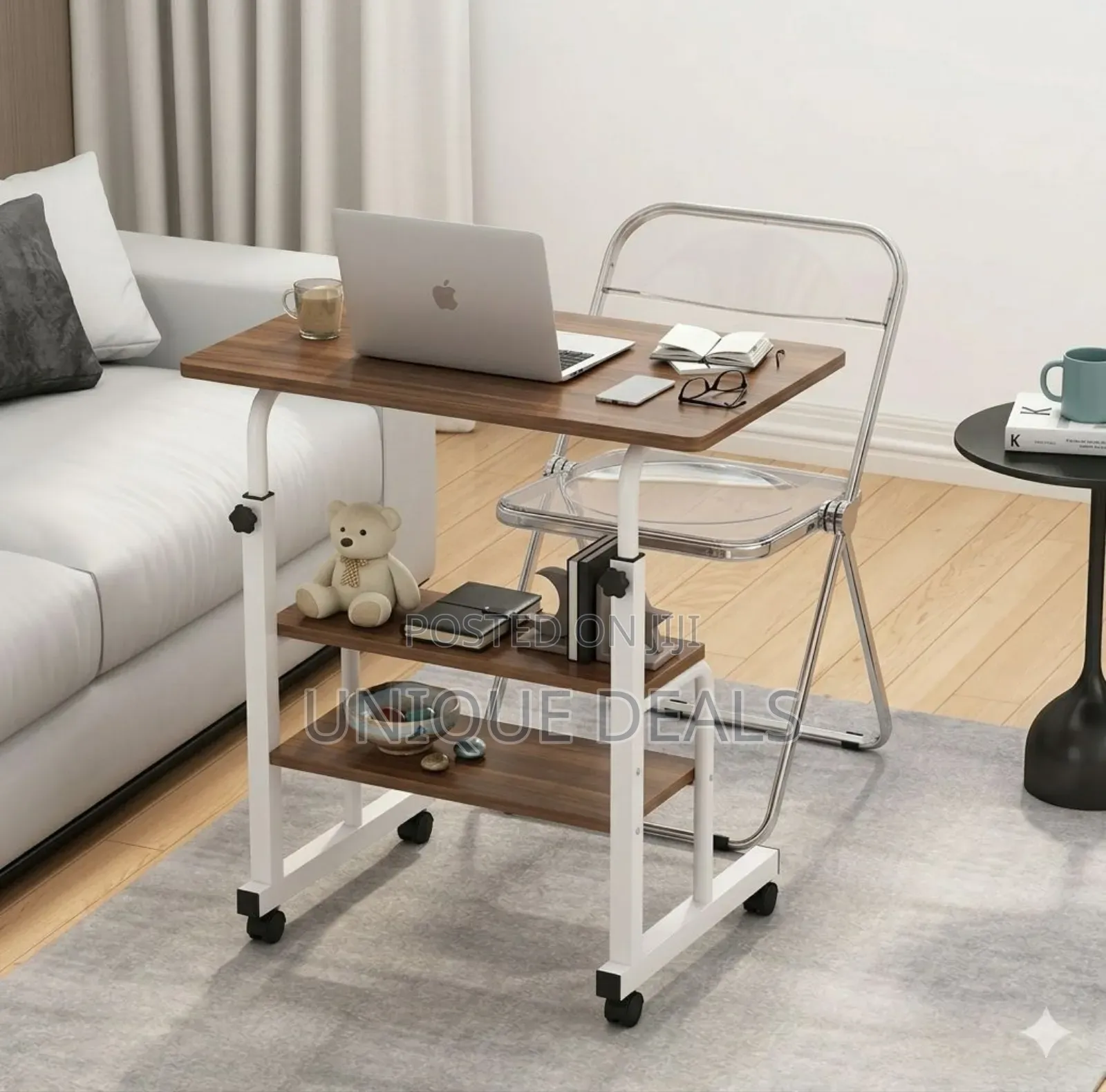 Adjustable Table With Acrylic Folding Chair