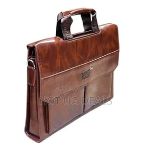 Leather Briefcase for Men 14-Inch Laptop Bag With Lock Luggage Strap