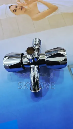 2-Way Angle Valve Double Tap Chrome Washing Machine Toilet Valve