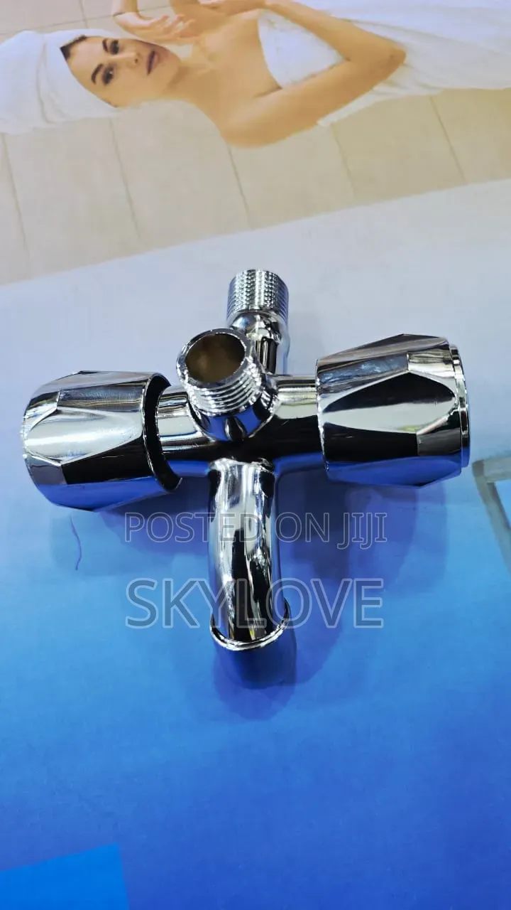 2-Way Angle Valve Double Tap Chrome Washing Machine Toilet Valve