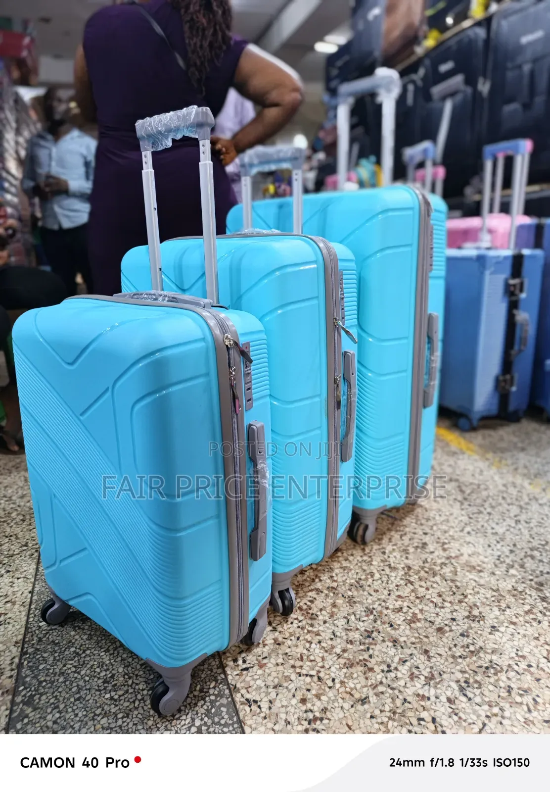 Executive Plastic Suitcases Full Set. Blue Color