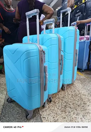Original Plastic Suitcases Full Set. Blue Color