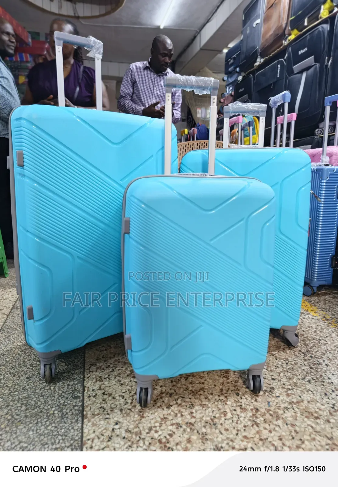 Original Plastic Suitcases Full Set. Blue Color
