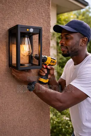 Solar Wall Lantern Light With Motion Sensor Waterproof Outdoor Lamp