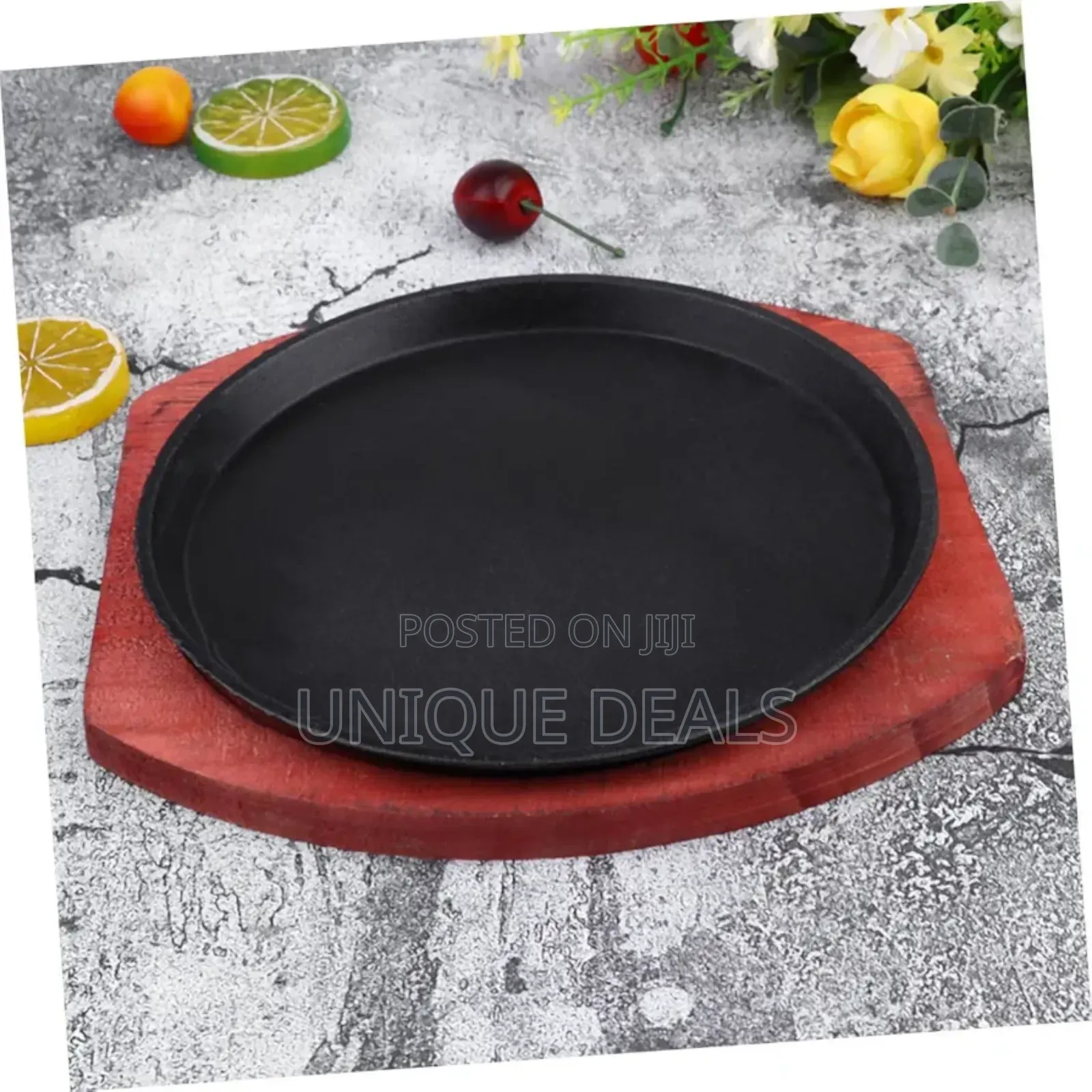 Non-Stick Cast Iron Griddle Round Serving Skillet Plate
