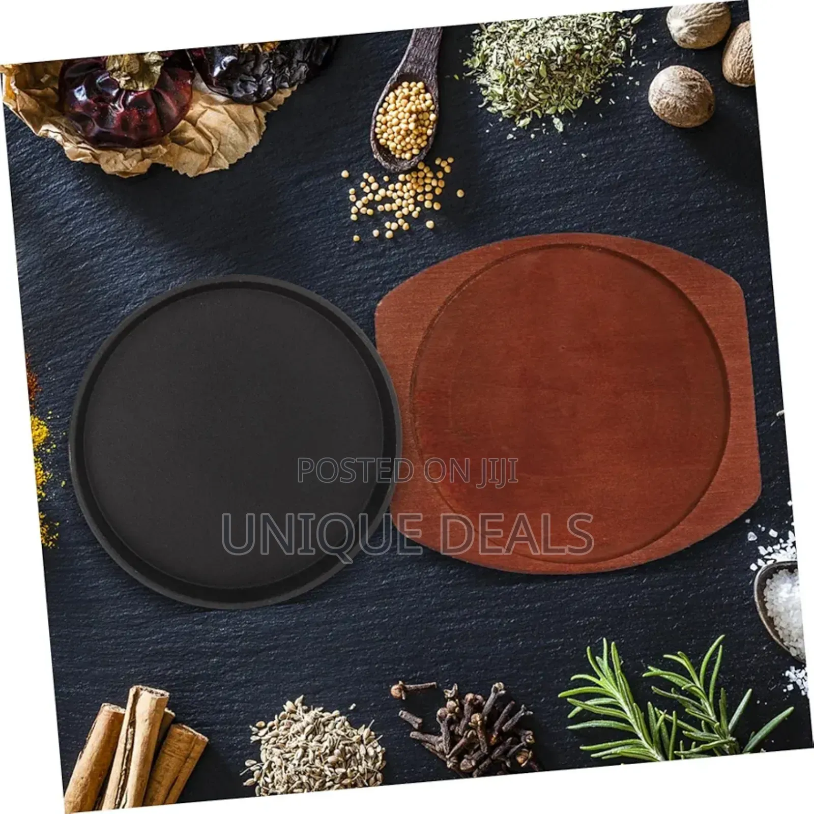Non-Stick Cast Iron Griddle Round Serving Skillet Plate