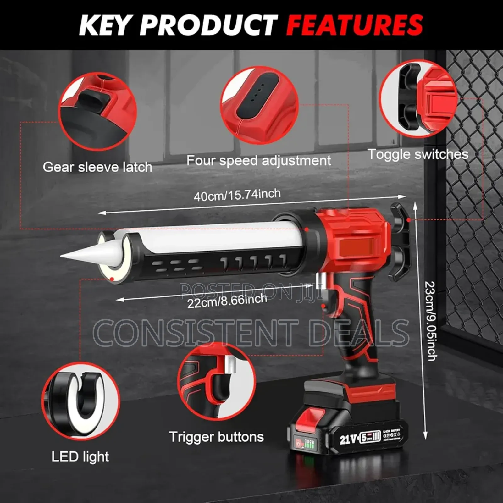 Electric Caulking Gun With 4 Adjustable Speeds