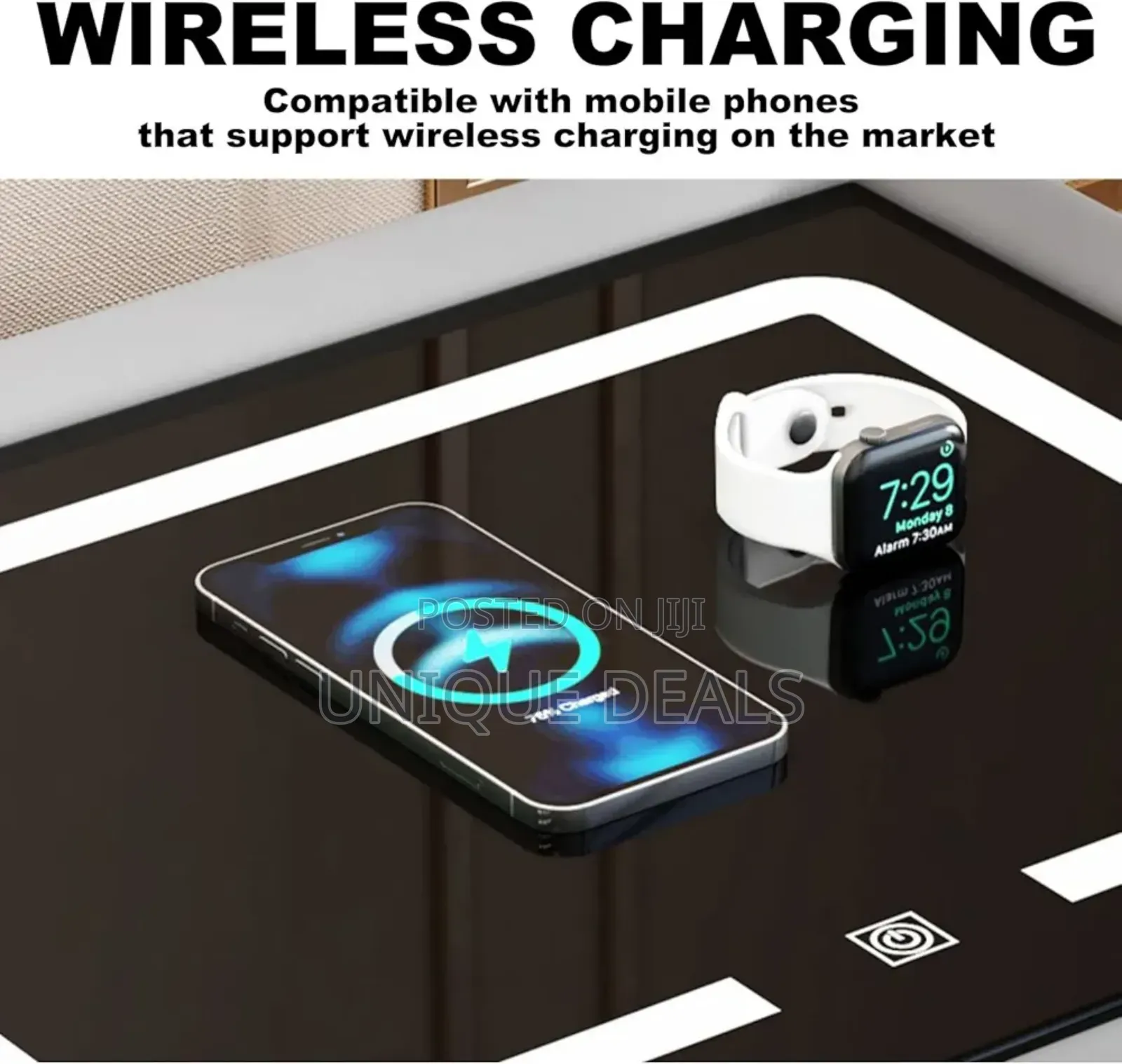 Adjustable Three Color Light for Wireless Charging Bedside Table
