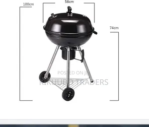 Round Charcoal Kettle Barbecue Grill With Wheels