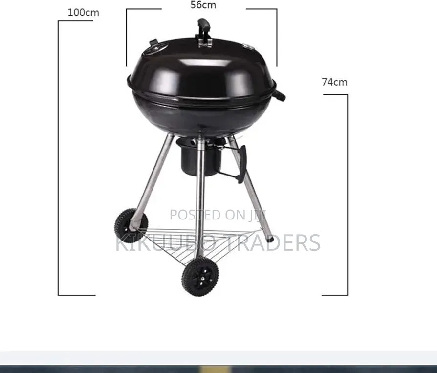 Round Charcoal Kettle Barbecue Grill With Wheels