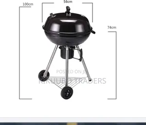 Round Charcoal Kettle Barbecue Grill With Wheels