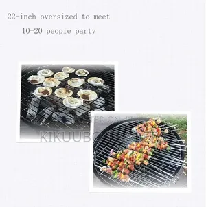 Round Charcoal Kettle Barbecue Grill With Wheels