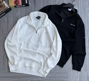 Collar Sweater Quarter Zip. Black, White