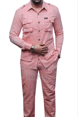 Stylish Men's Linen Two-Piece Safari Suit