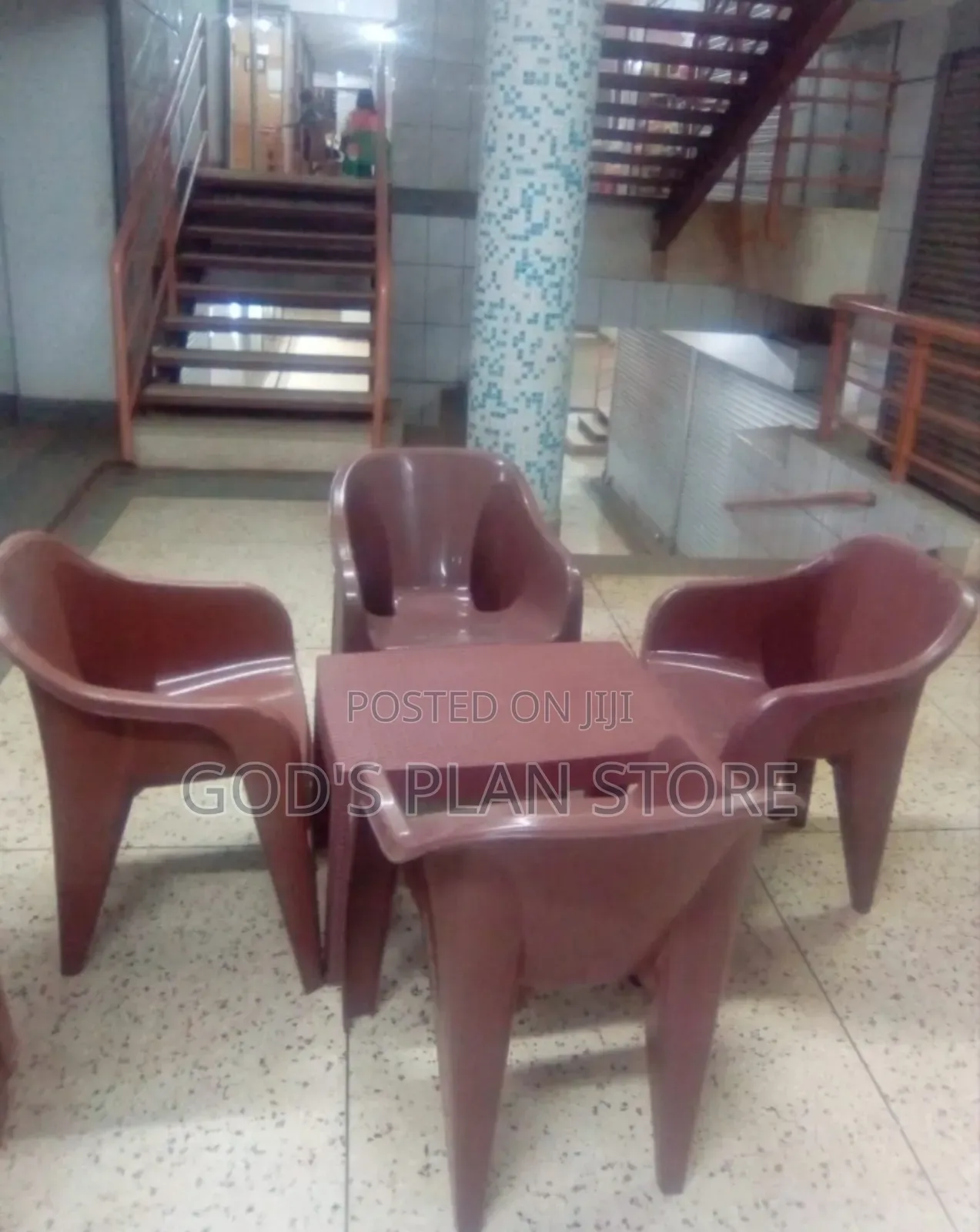 Comb Coffee Table and Chairs Set Coffee Brown