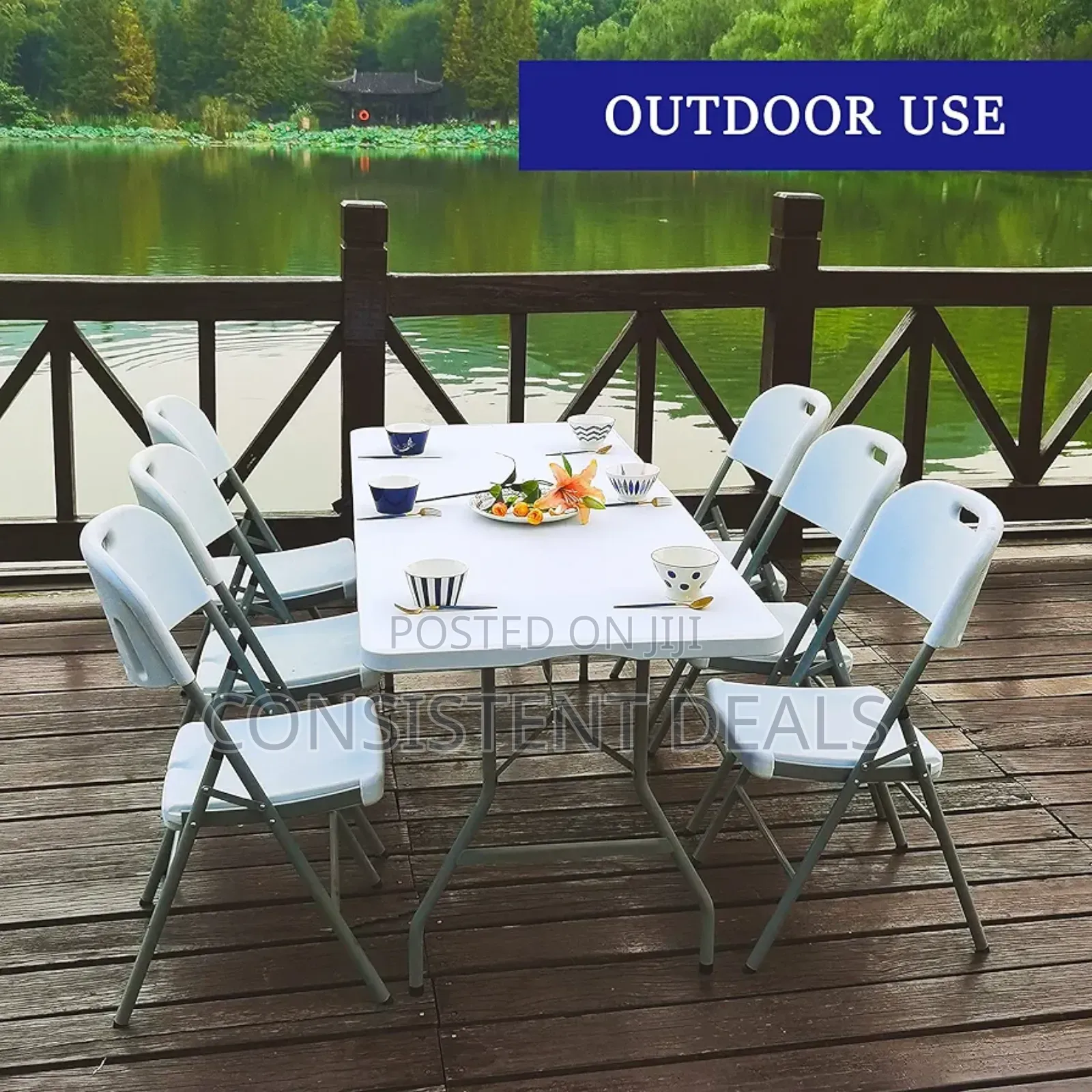 Plastic Folding Table With 6 Folding Chairs Set