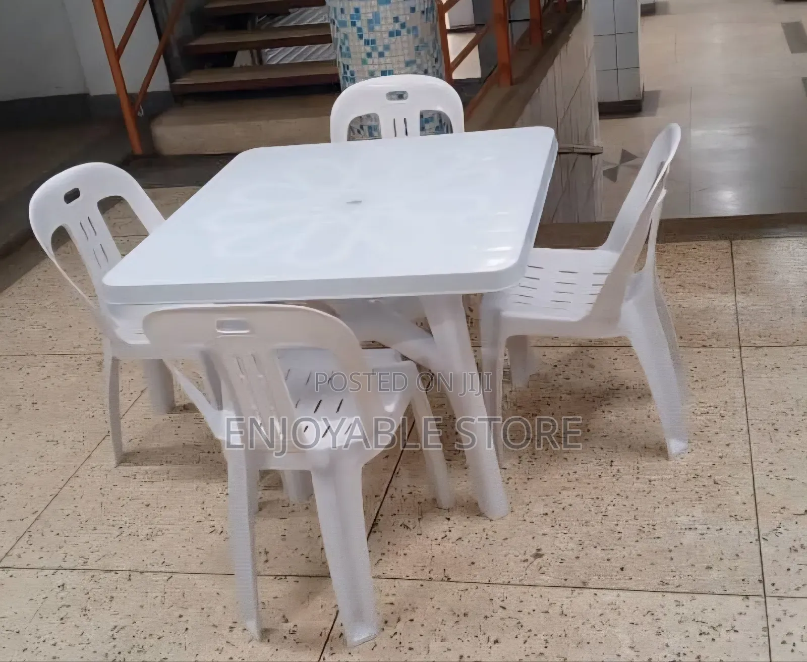 White 4 Seater Plastic Table and Chairs Plastic Table and Chairs