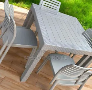 Plastic 4-Seater Dining Set Designed for Outdoor or Indoor Use