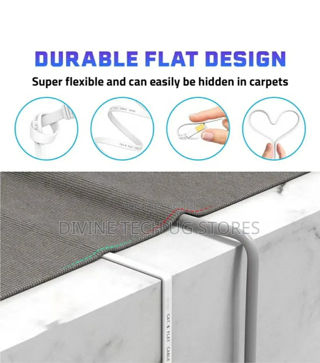 Ethernet Cable Cat6 15 Meters- Flat and White