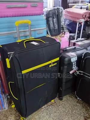 Yellow Stripe Medium Size Black Suitcases