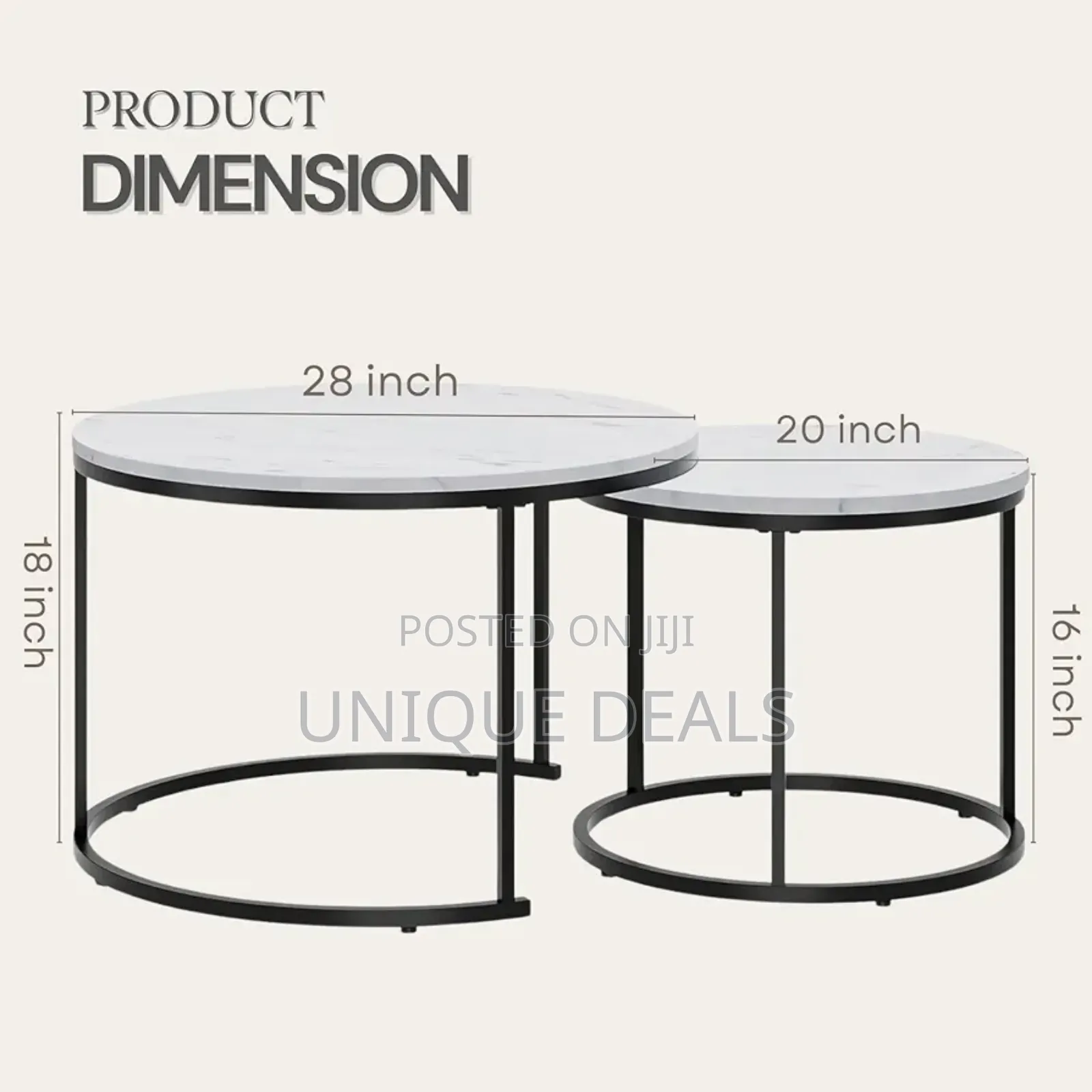Modern Round Marble Coffee Table Set Nesting End Tables