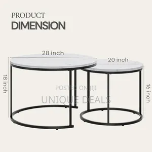 Modern Round Marble Coffee Table Set Nesting End Tables