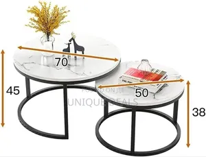 Modern Nesting Coffee Table Set of 2 Round Accent Coffee Table