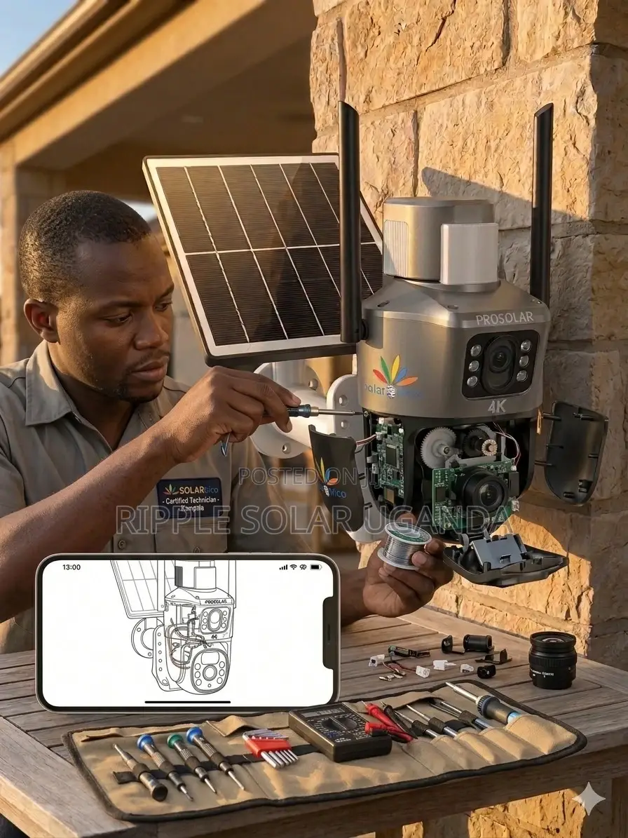 Solar CCTV Camera Dual Lens V380 4g Outdoor Security Kampala