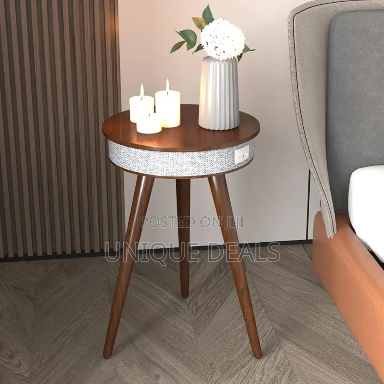 Smart End Table With Bluetooth Speakers