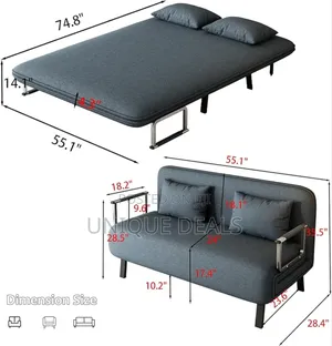Convertible Queen Sleeper Chair Bed, 55" Tri-Folding Sofa