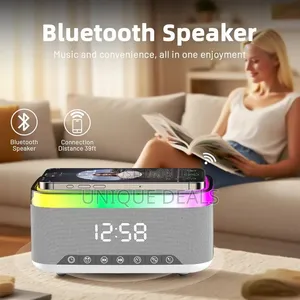 Bluetooth Speaker With Wireless Charging Digital Clock
