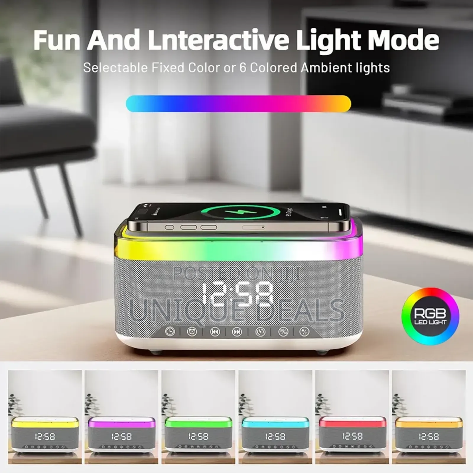 Bluetooth Speaker With Wireless Charging Digital Clock