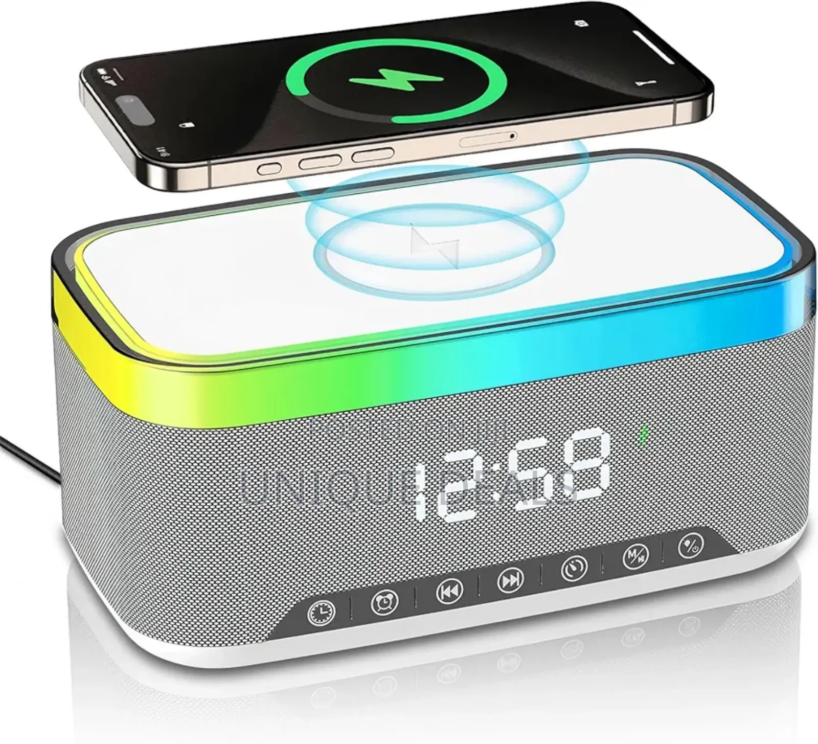 Bluetooth Speaker With Wireless Charging Digital Clock