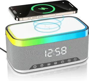 Bluetooth Speaker With Wireless Charging Digital Clock