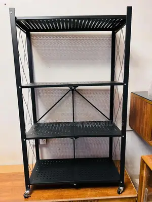4-Tier Foldable Metal Storage Rack With Wheels